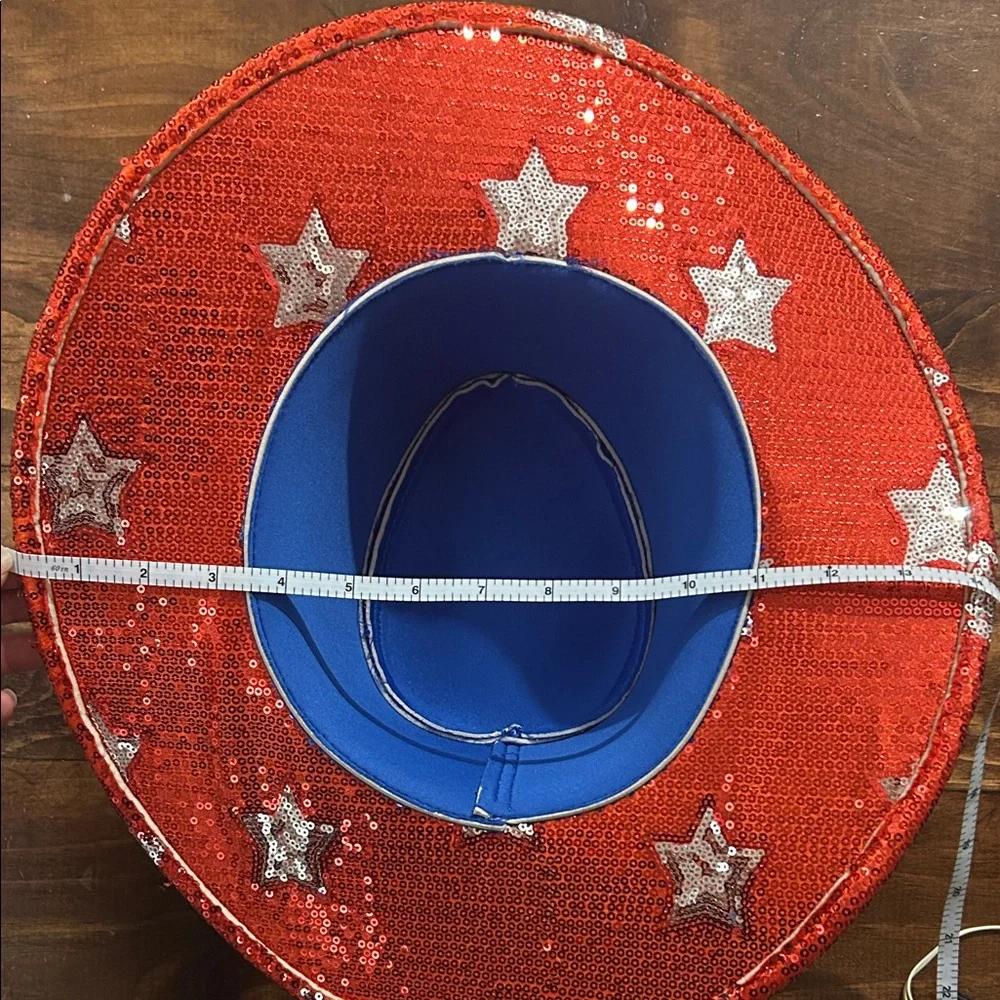 Patriotic Sequin Cowboy Hat - Red and Blue